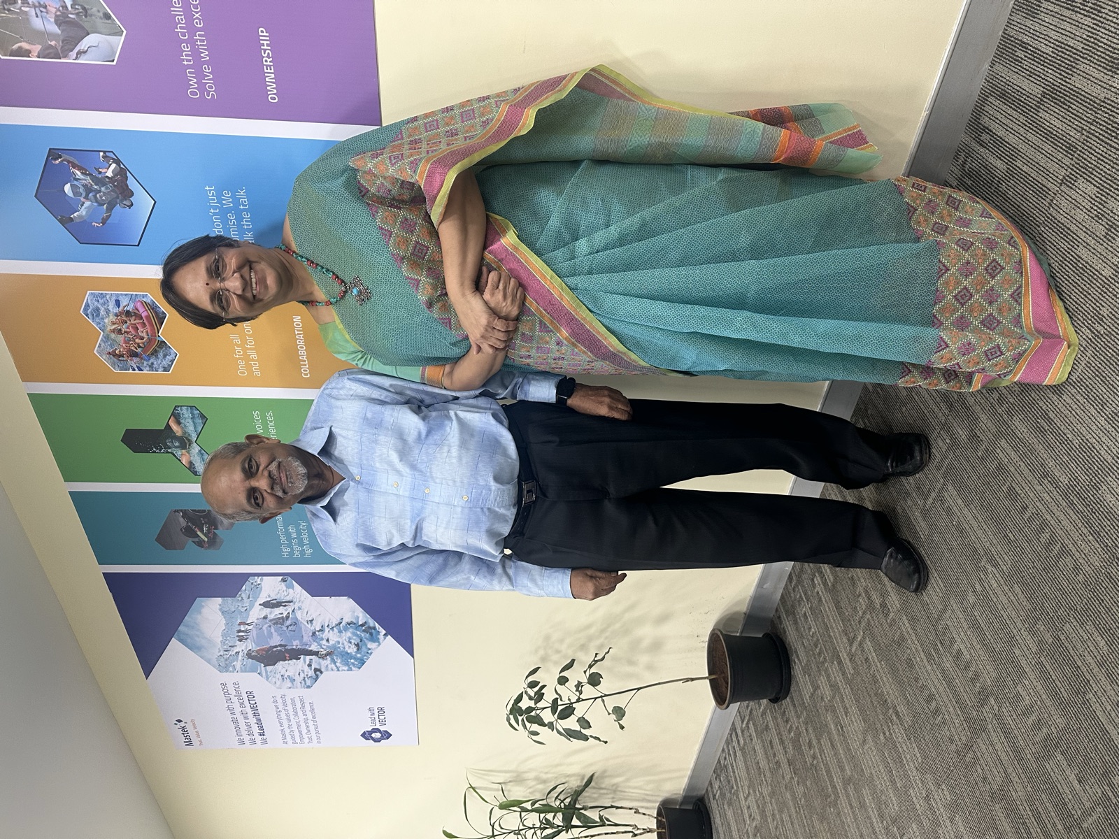 Prameela Kalive with a colleague at the office
